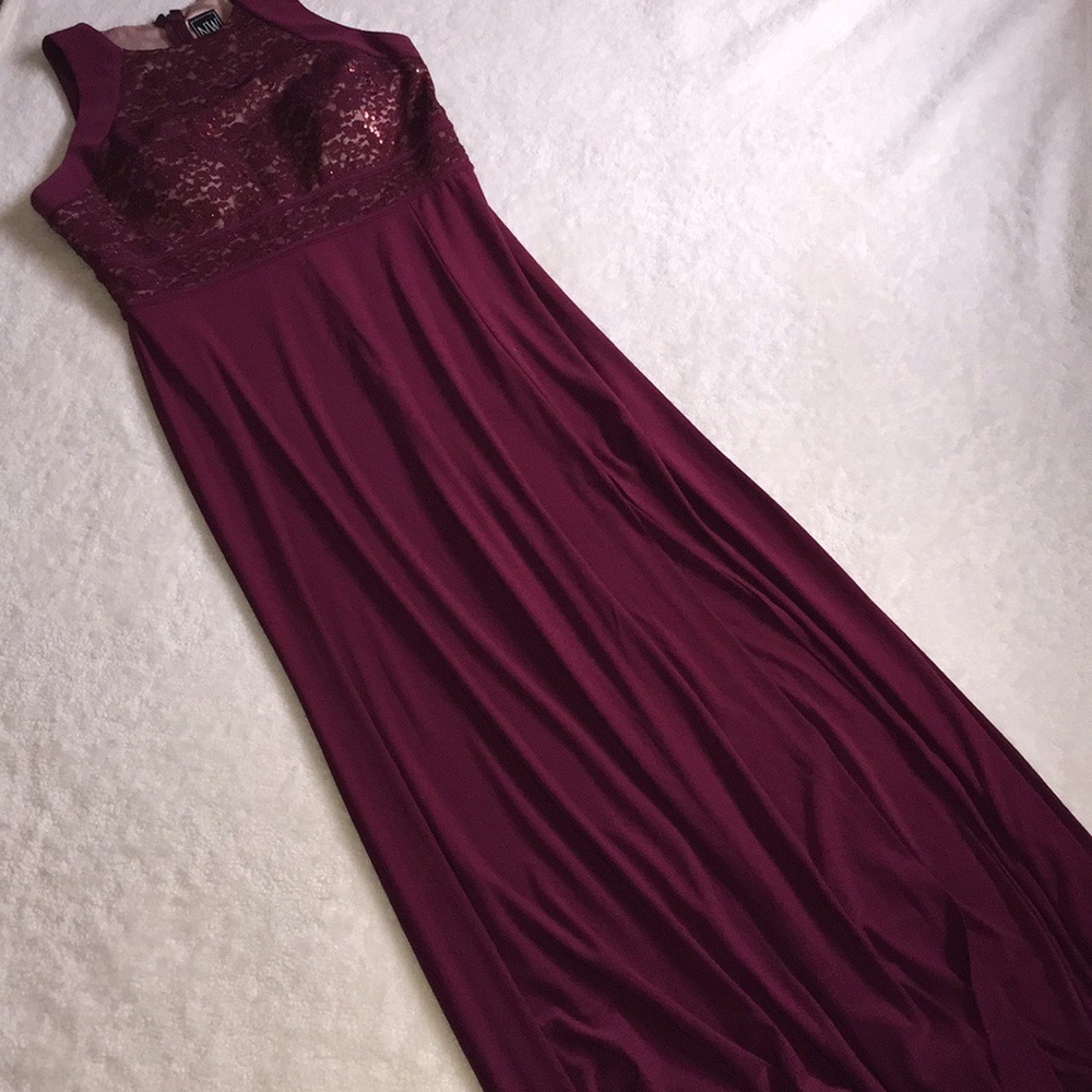 Nightway lace w/sequins a-line dress